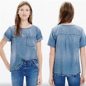 Madewell Drop Hem Denim Blouse
